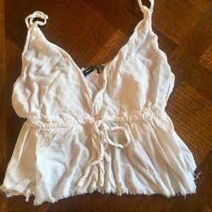 Brandy Melville white gauze cropped boho top